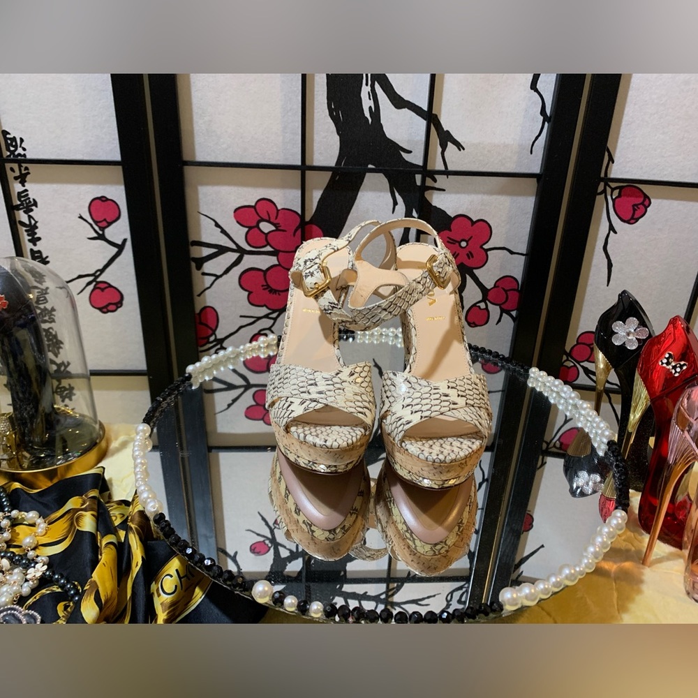 Prada Python Platform Sandals!Euc!Retail $750.00 … - image 1